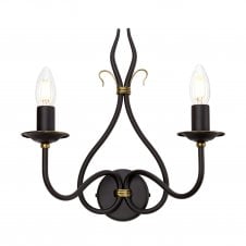 Traditional Scrolled Double Wall Light Gold Patina