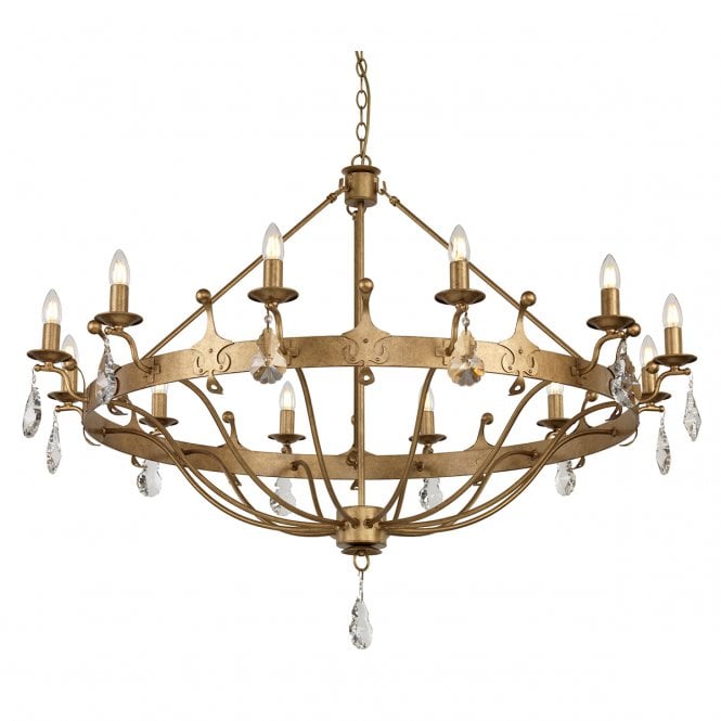 WINDSOR 12 light traditional chandelier in gold patina finish
