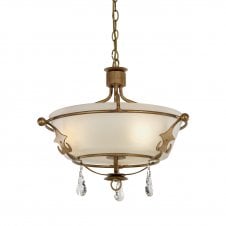 WINDSOR 3 light dual mount rustic gold patina ceiling light