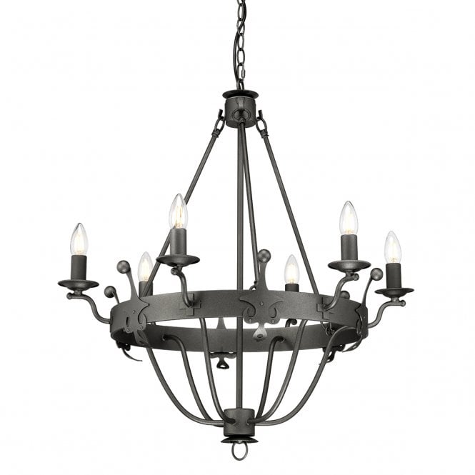 WINDSOR 6 light period style chandelier in graphite finish