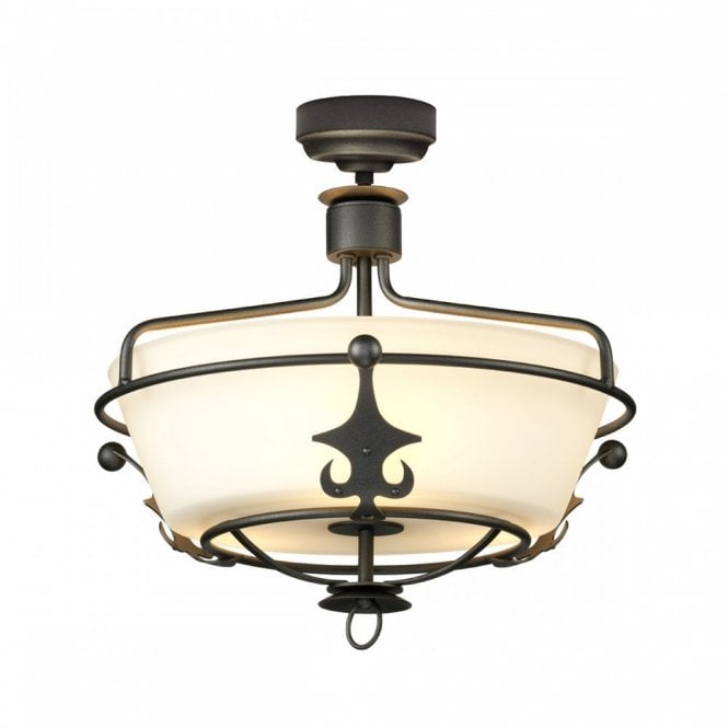 WINDSOR graphite dual mount ceiling light with opal glass