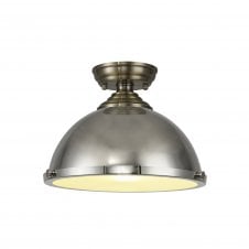 WINSLET 1 Light Flush Ceiling Light | Antique Brass, Polished Nickel & Frosted White