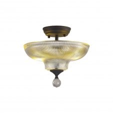 WINSLET 2 Light Semi Flush Ceiling | Graphite and Clear Glass Shade (30cm)