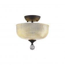 WINSLET 2 Light Semi Flush Ceiling | Graphite & Prismatic Clear Glass Shade (26.5cm)