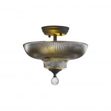 WINSLET 2 Light Semi Flush Ceiling | Graphite & Smoked Glass Shade (30cm)