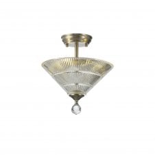 WINSLET 2 Light Semi Flush Ceiling | Satin Nickel & Clear Glass Cone Shade (30cm)