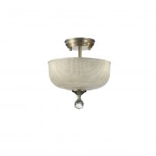 WINSLET 2 Light Semi Flush Ceiling | Satin Nickel & Prismatic Glass Shade (26.5cm)