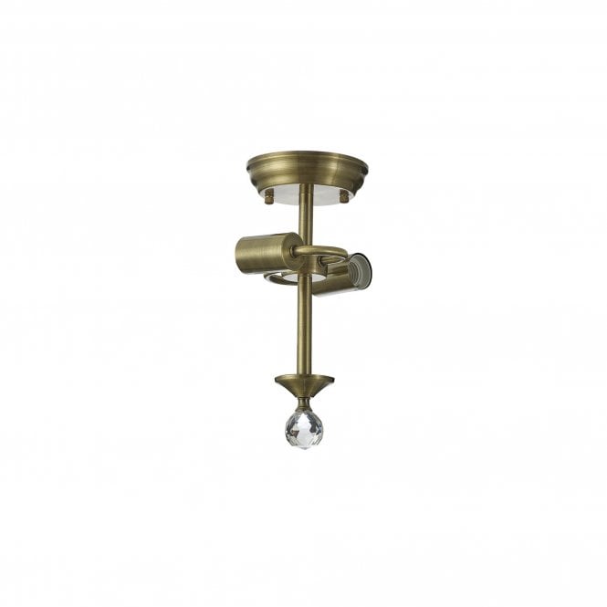 WINSLET Semi Flush Ceiling Fitting | 2 x E27 | Antique Brass