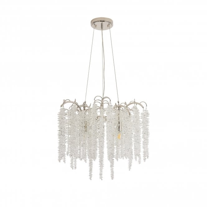 WISTERIA K9 Crystal Ceiling Pendant | Polished Nickel | Elegant Flower Clusters