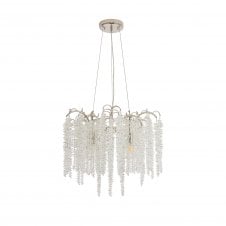 WISTERIA K9 Crystal Ceiling Pendant | Polished Nickel | Elegant Flower Clusters