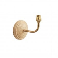 wooden & brass wall light bracket without shade