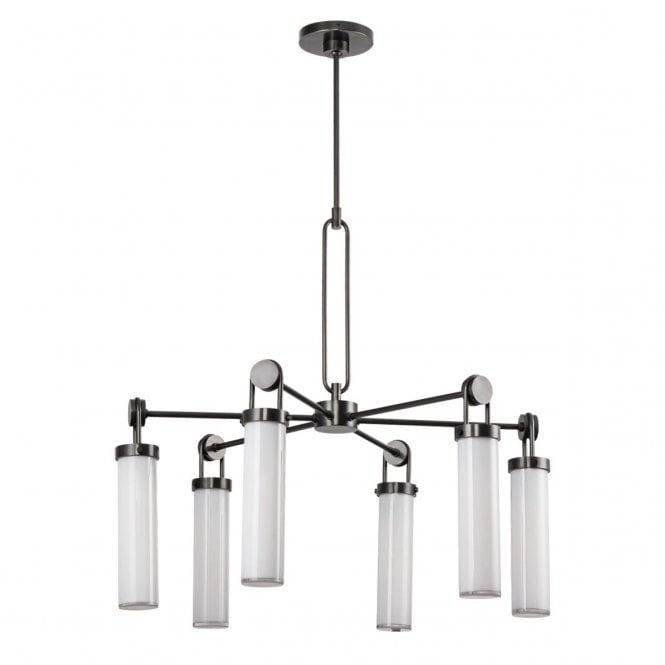 Wynwood 6 Light Chandelier - Urban Bronze With Opal Glass Shades