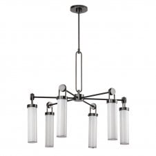 modern urban bronze chandelier with opal glass