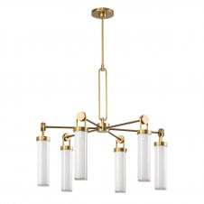 Wynwood 6 Light Chandelier - Vintage Brass With Opal Glass Shades
