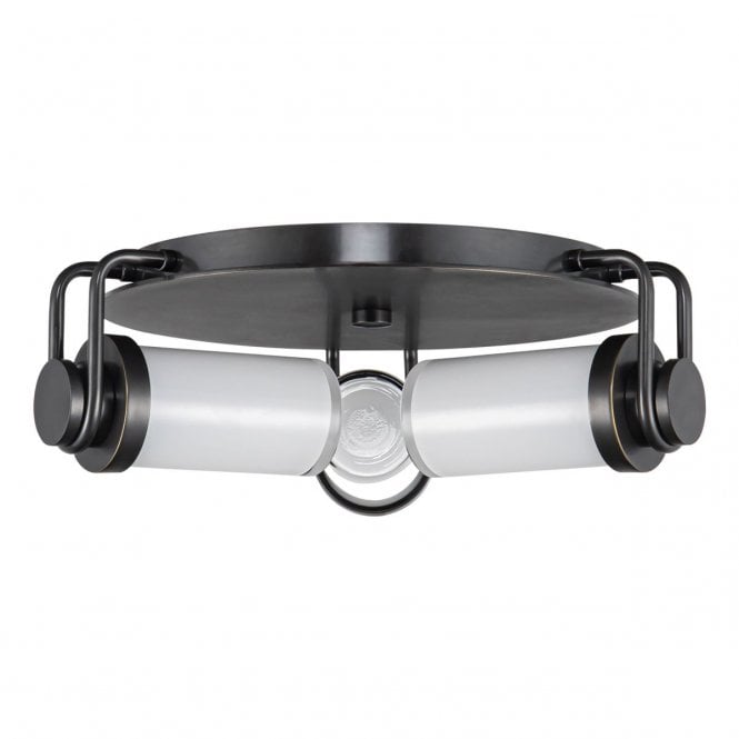Wynwood Flush Ceiling Light - Urban Bronze With Opal Glass Shades