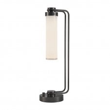 industrial urban aged bronze table light with opal glass shade