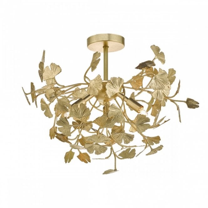 YADIRA 4lt floral semi flush ceiling light in gold effect