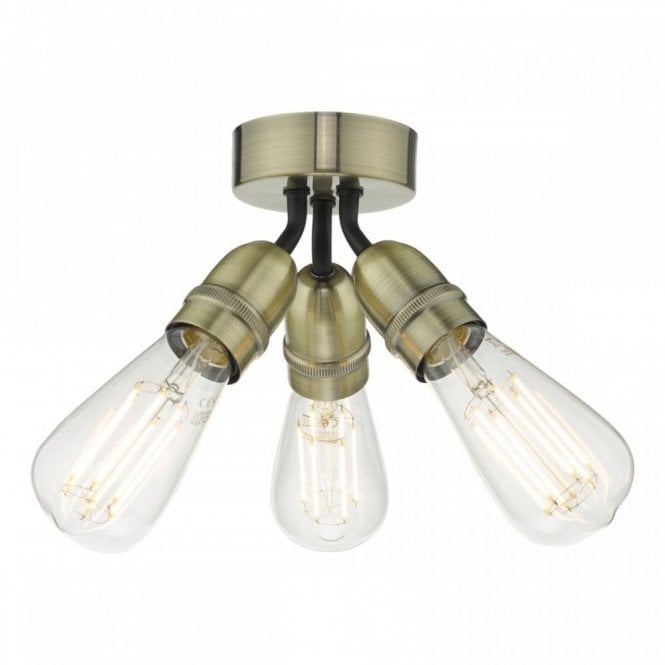 YAO 3 Light Flush Ceiling Light Antique Brass
