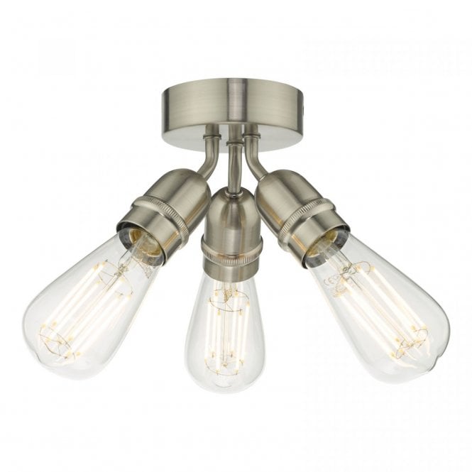 YAO 3 Light Flush Ceiling Light Satin Nickel