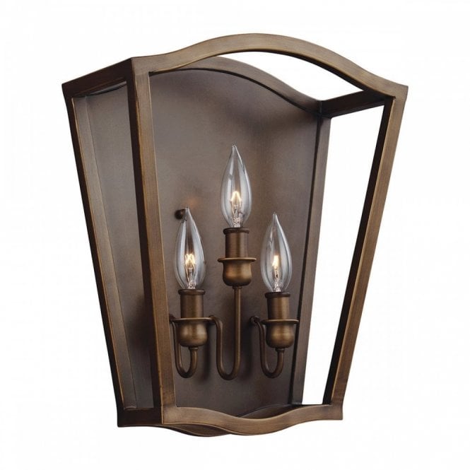 YARMOUTH 3 light open frame wall lantern in aged brass