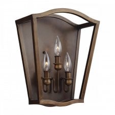 YARMOUTH 3 light open frame wall lantern in aged brass