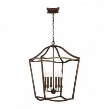 YARMOUTH 6 light ceiling pendant light in aged brass finish