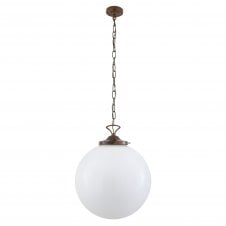 YEREVAN opal glass globe ceiling pendant with antique brass suspension