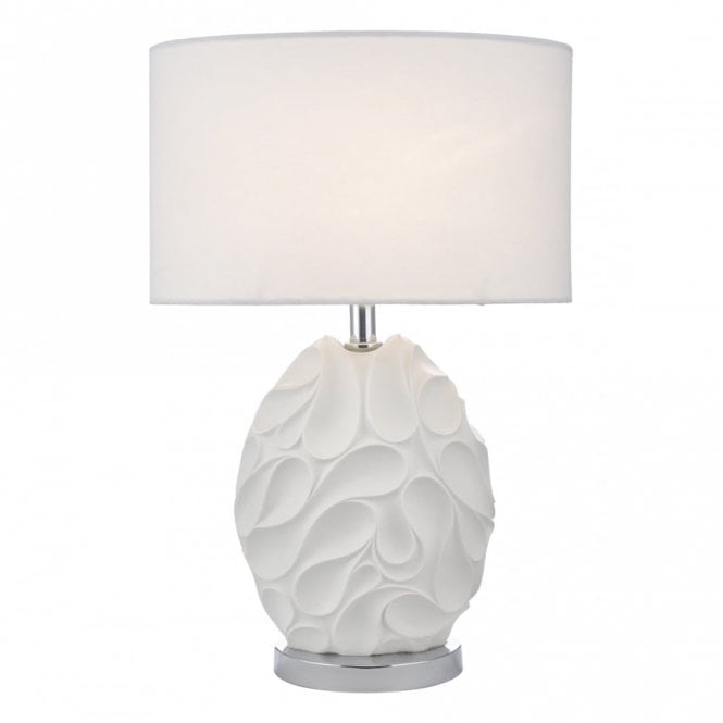 ZACHARY sculptural table lamp in white with linen shade