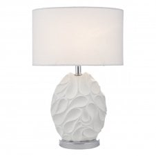 ZACHARY sculptural table lamp in white with linen shade