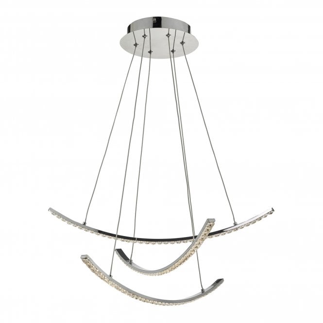 ZANCARA 3 Light Pendant Polished Chrome & Crystal LED