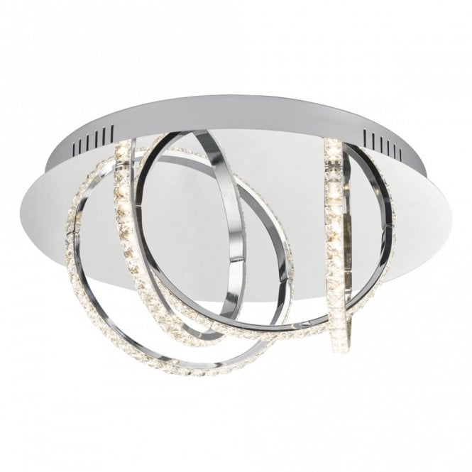 ZANCARA 4 light flush chrome and crystal LED ceiling light
