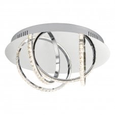 ZANCARA 4 light flush chrome and crystal LED ceiling light