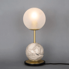 ZAPP Marbled Ceramic Glass Ball Table Lamp Polished Brass