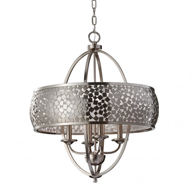 ZARA 4 light brushed steel mosaic chandelier (large)