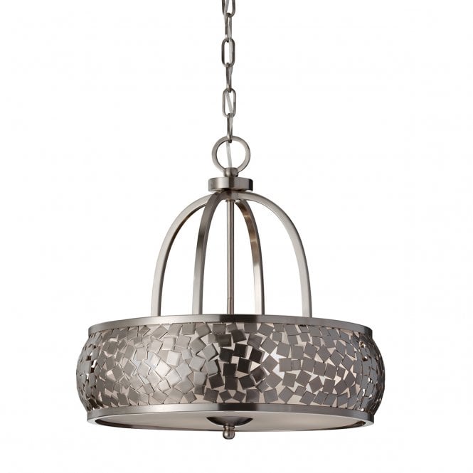 ZARA 4 light brushed steel mosaic chandelier