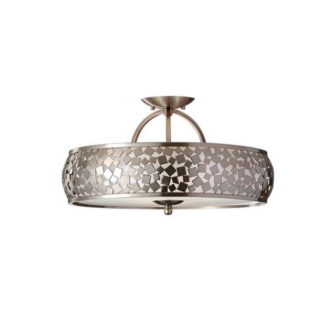 ZARA brushed steel mosaic semi flush ceiling light