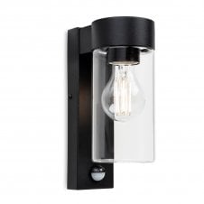black outdoor wall light with PIR sensor