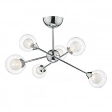 ZEKE contemporary 6 light chrome ceiling light with glass shades
