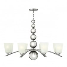 ZELDA Art Deco nickel chandelier with frosted glass shades - 8 lights