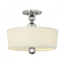 ZELDA Art Deco nickel semi-flush fitting low ceiling light