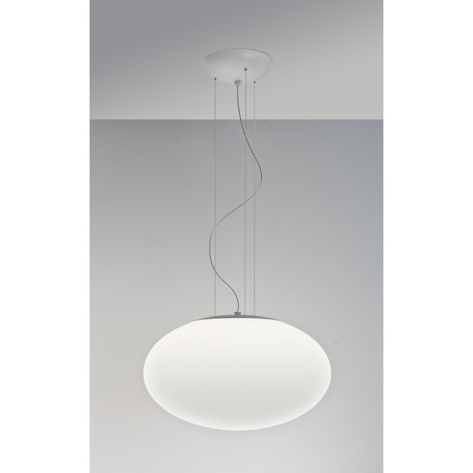 ZEPPO contemporary opal white glass pendant with chrome suspension