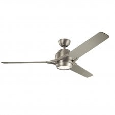 Modern nickel ceiling fan with light