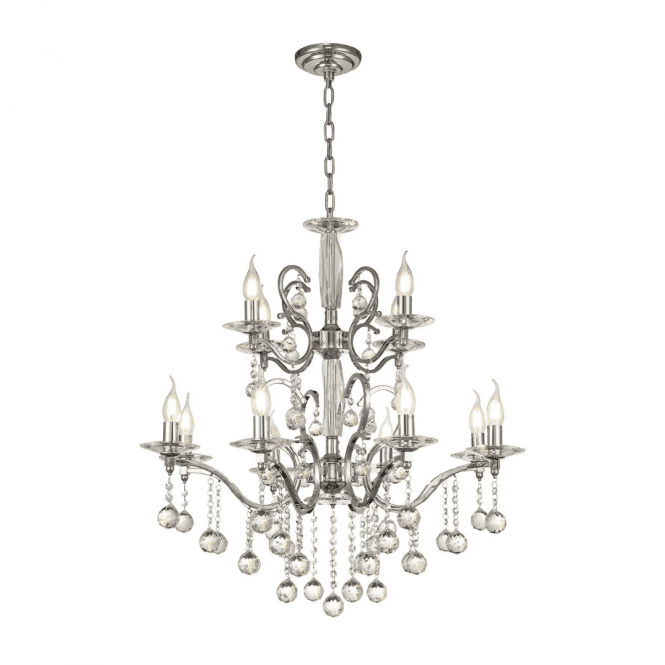 ZINTA large 12 light chrome and Egyptian lead crystal chandelier