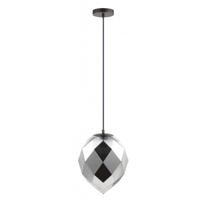 ZOE Geometric Glass Diamond Ceiling Pendant with Chrome Glass Black