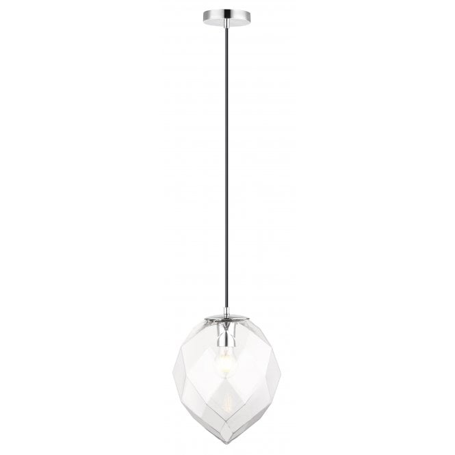 ZOE Geometric Glass Diamond Ceiling Pendant with Clear Glass Black