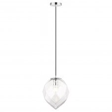 ZOE Geometric Glass Diamond Ceiling Pendant with Clear Glass Black