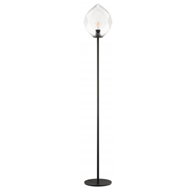 ZOE Geometric Glass Diamond Floor Lamp with Clear Glass Black