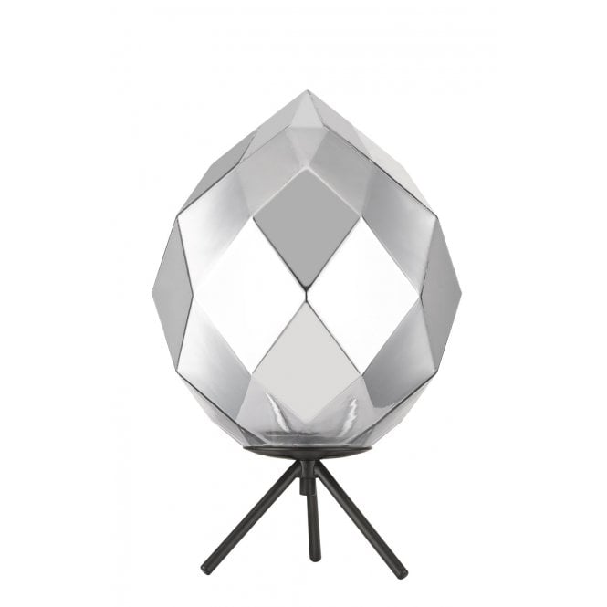 ZOE Geometric Glass Diamond Table Lamp with Chrome Glass Black