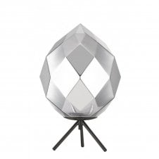 ZOE Geometric Glass Diamond Table Lamp with Chrome Glass Black