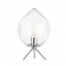 ZOE Geometric Glass Diamond Table Lamp with Clear Glass Black